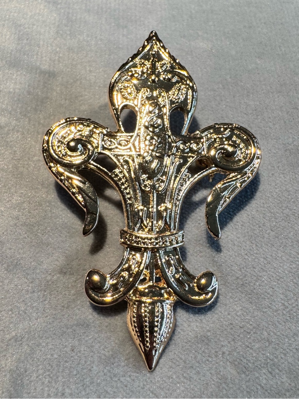 Gold Fleur de Lis Brooch Pin Lapel Coat